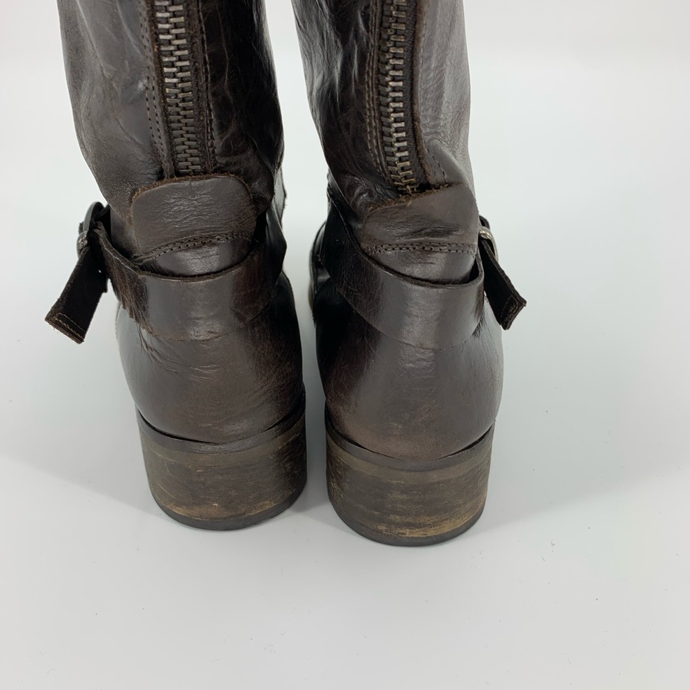 Aldo Classic Riding Boots Back Zip 40/9 Dk Brown Gem